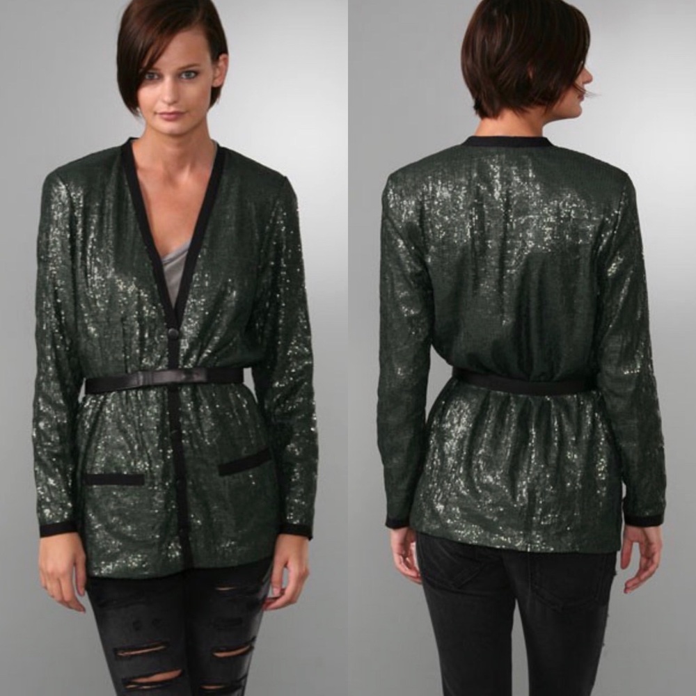 Robert Rodriguez Belted Sequin Cardigan